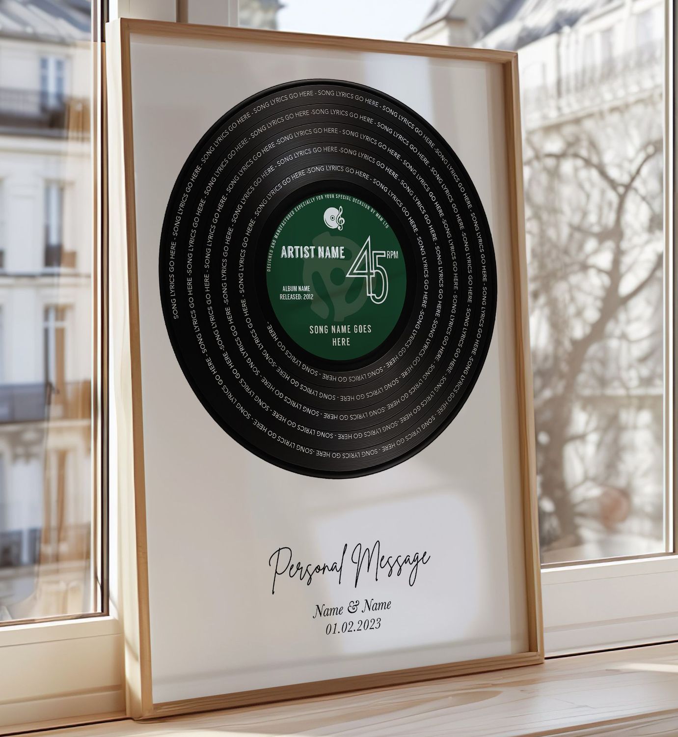 Personalised Vinyl Record Print – Custom Song Lyric Wall Art Gift