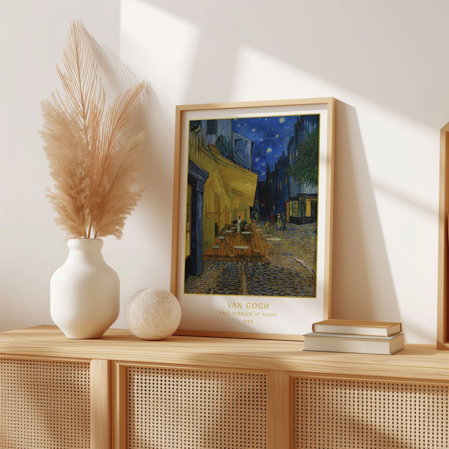 Van Gogh - Café Terrace at Night - Gold Foil Printed Wall Art Print