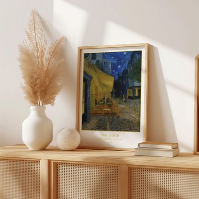 Van Gogh - Café Terrace at Night - Gold Foil Printed Wall Art Print