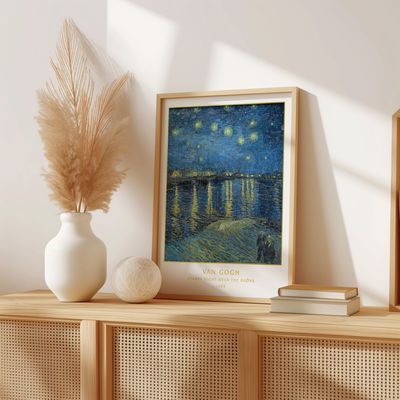 Van Gogh - Starry Night over the Rhone - Gold Foil Printed Wall Art Print
