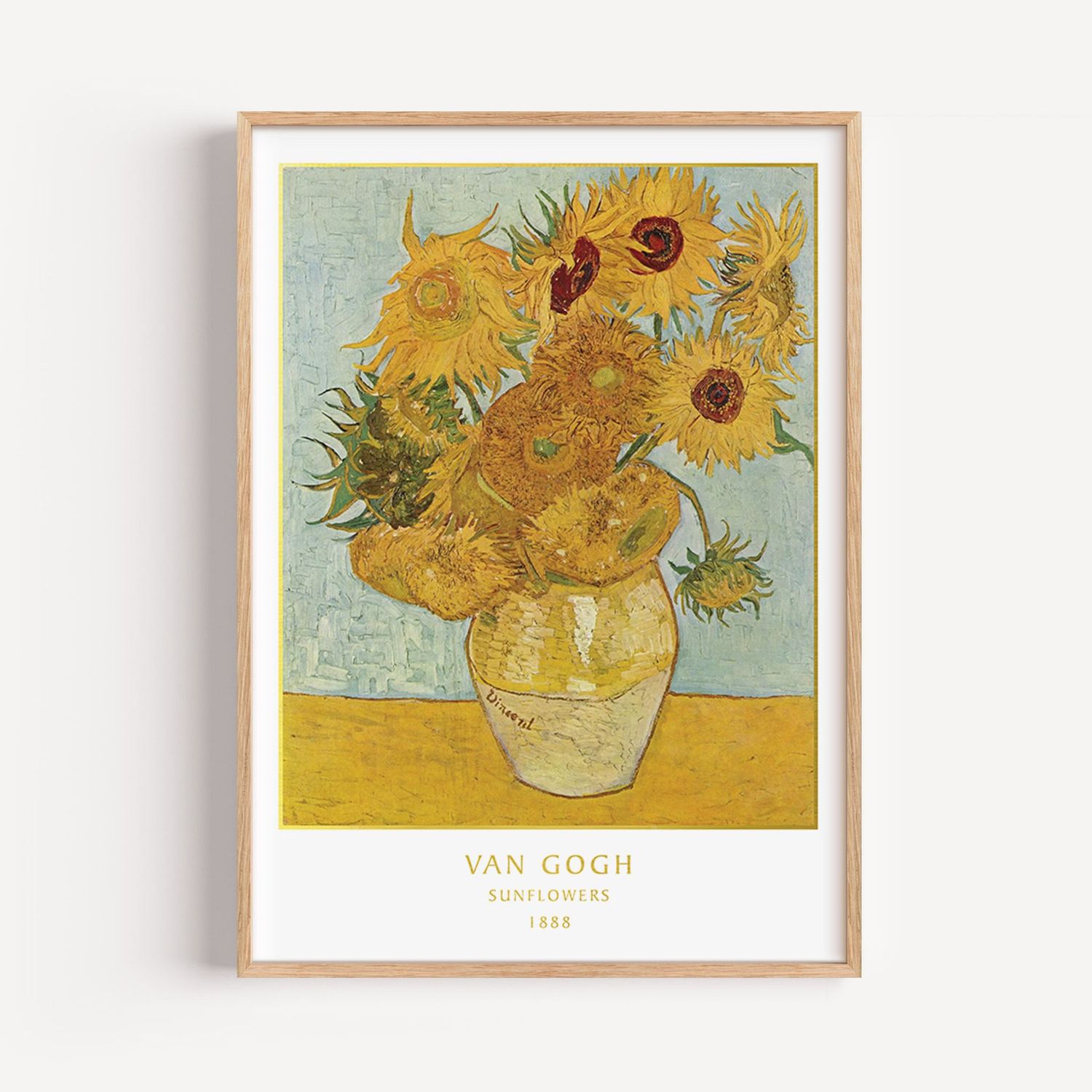 Van Gogh - Sunflowers - Gold Foil Printed Wall Art Print