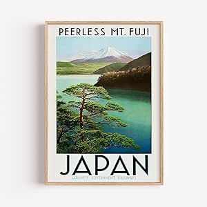Vintage Japan Travel Poster Art Print – Peerless Mt. Fuji & Lake Kawaguchi Retro Wall Art Vintage Japan Travel Poster Art Print – Peerless Mt. Fuji & Lake Kawaguchi Retro Wall Art