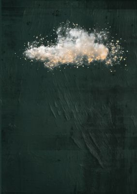 Abstract Cloud Wall Art Print – Minimalist Sky Artwork with Gold Sparkle Accents