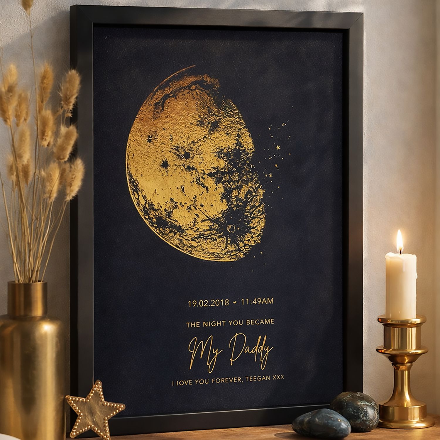 The Night You Became My Dad Foil Print, Personalized Moon Phase Print, New Dad Gift, Father’s Day Gift