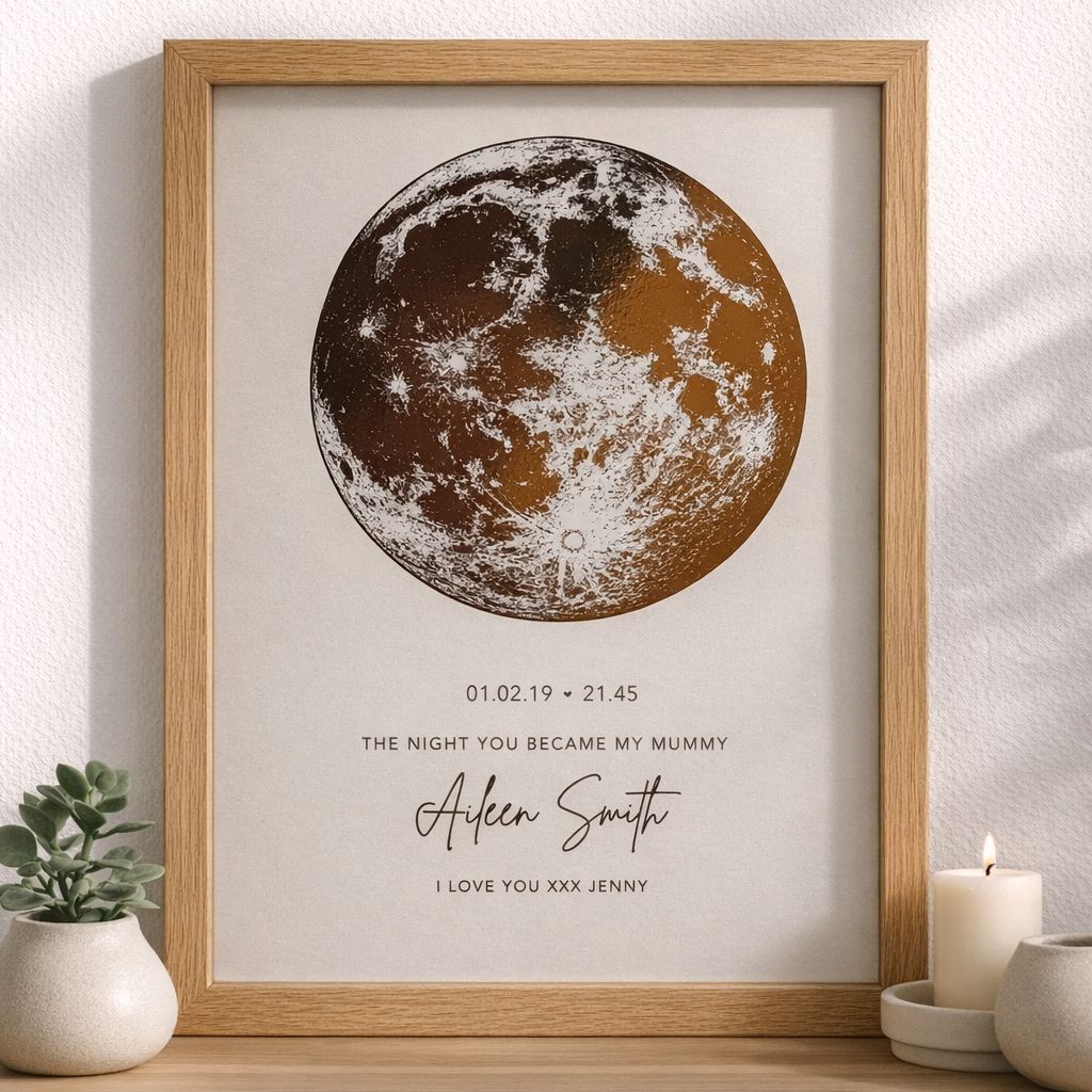 Personalized Moon Phase Print for Mum – The Night You Became My Mummy – Mother’s Day Keepsake – New Mum Gift