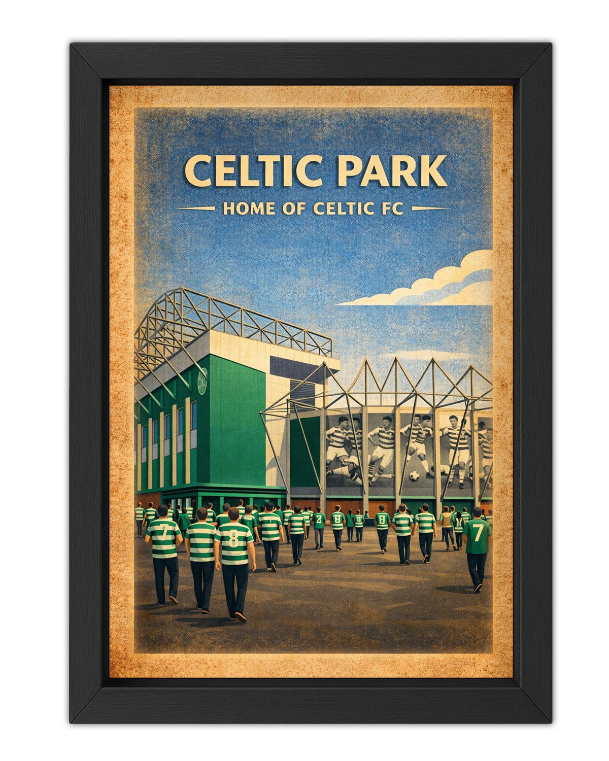 Celtic Park Stadium Poster Print, Celtic Inspired Wall Art, Vintage Retro Football Fan Gift