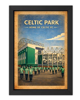 Celtic Park Stadium Poster Print, Celtic Inspired Wall Art, Vintage Retro Football Fan Gift