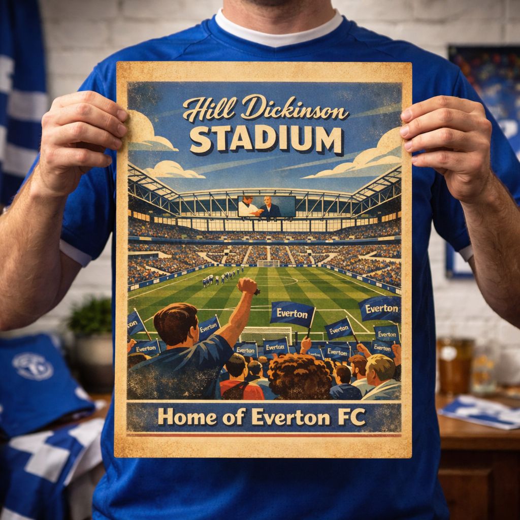 Hill Dickinson Stadium Poster Print, Everton Inspired Wall Art, Vintage Retro Football Fan Gift