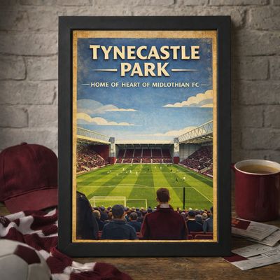 Tynecastle Park Stadium Poster Print, Hearts Inspired Wall Art, Vintage Retro Football Fan Gift