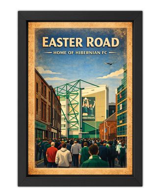 Easter Road Stadium Poster Print, Hibernian Inspired Wall Art, Vintage Retro Football Fan Gift