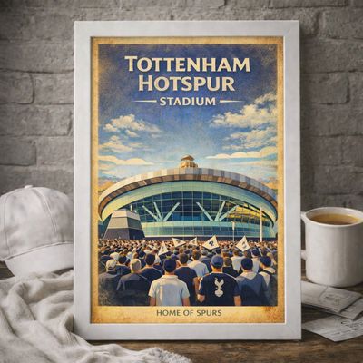 Tottenham Hotspur Stadium Poster Print, Spurs Inspired Wall Art, Vintage Retro Football Fan Gift