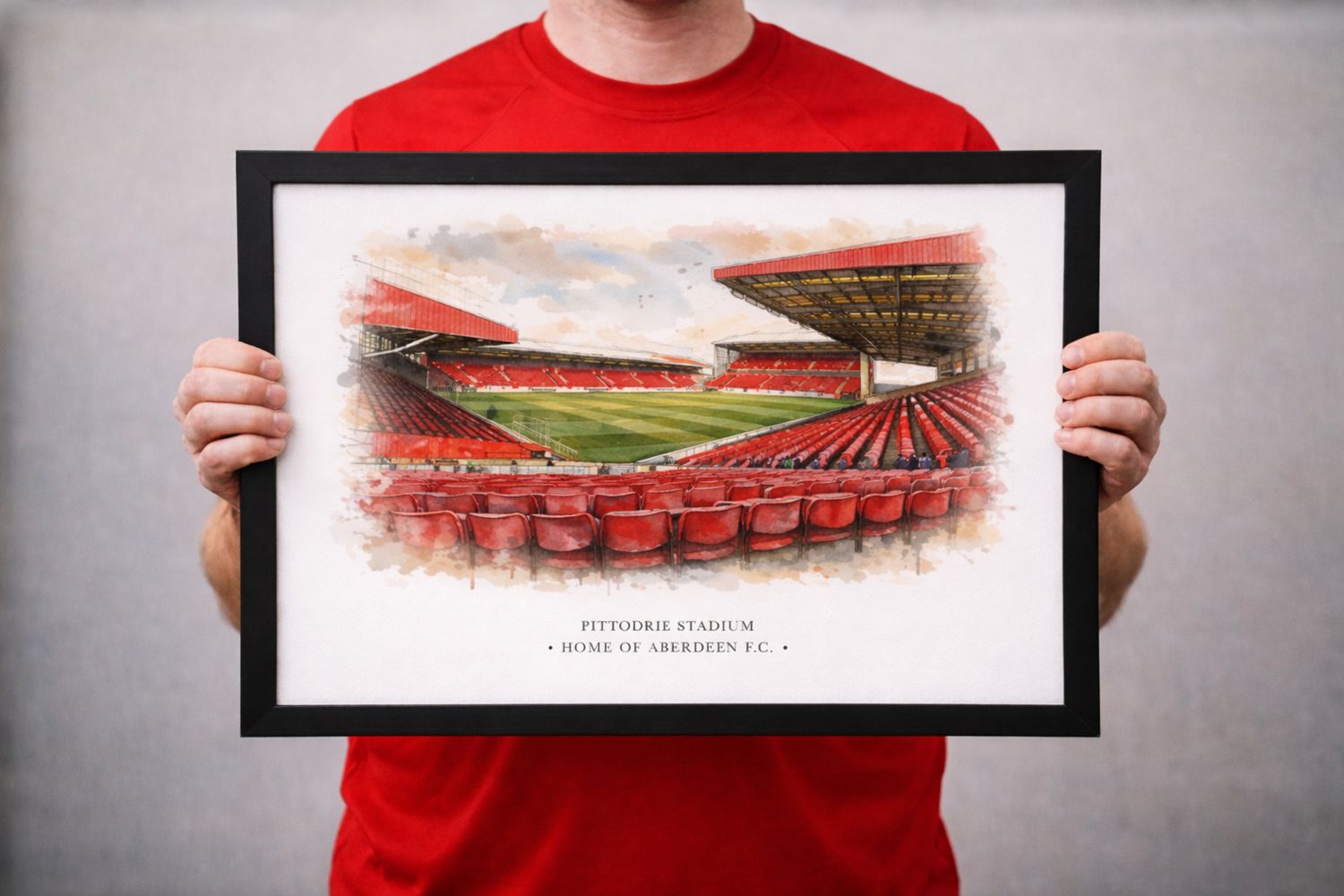Pittodrie Stadium Watercolour-Style Print, Aberdeen Inspired Wall Art, Watercolour Football Fan Gift