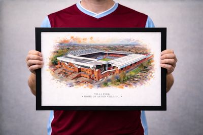 Villa Park Stadium Watercolour-Style Print, Aston Villa Inspired Wall Art, Watercolour Football Fan Gift