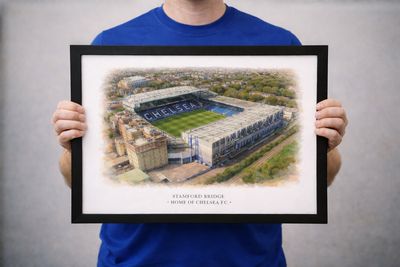 Stamford Bridge Stadium Watercolour-Style Print, Chelsea Inspired Wall Art, Watercolour Football Fan Gift