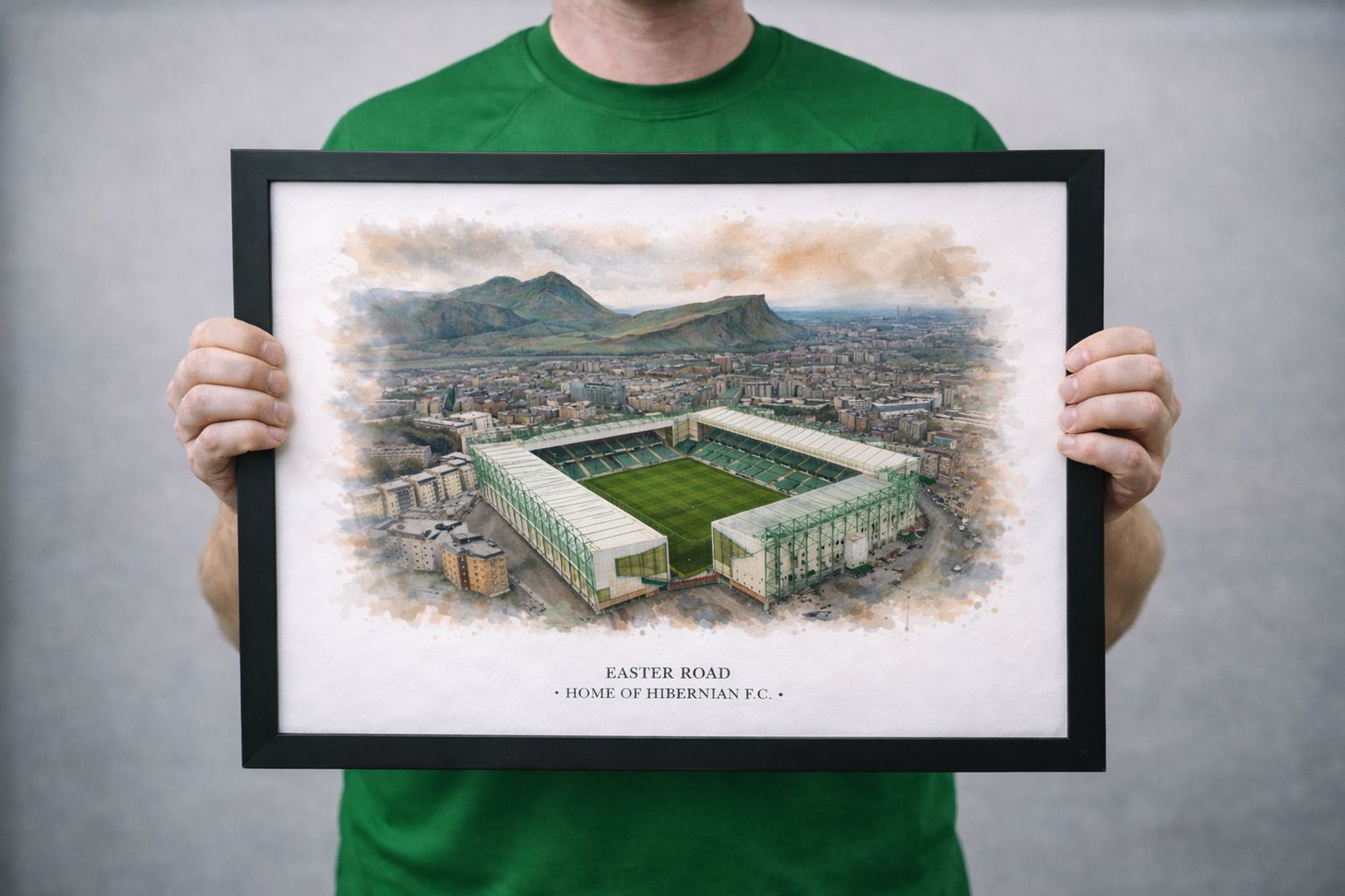 Easter Road Stadium Watercolour-Style Print, Hibernian Inspired Wall Art, Watercolour Football Fan Gift