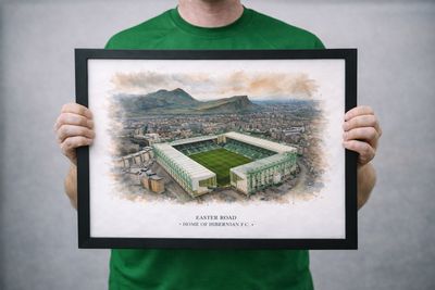 Easter Road Stadium Watercolour-Style Print, Hibernian Inspired Wall Art, Watercolour Football Fan Gift