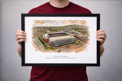 Tynecastle Park Stadium Watercolour-Style Print, Heart of Midlothian Inspired Wall Art, Watercolour Football Fan Gift