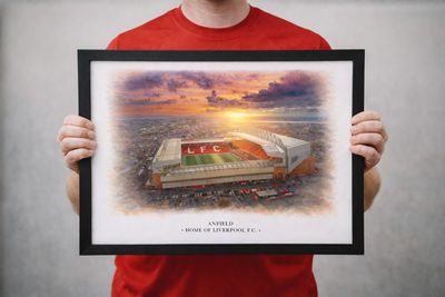 Anfield Stadium Watercolour-Style Print, Liverpool Inspired Wall Art, Watercolour Football Fan Gift