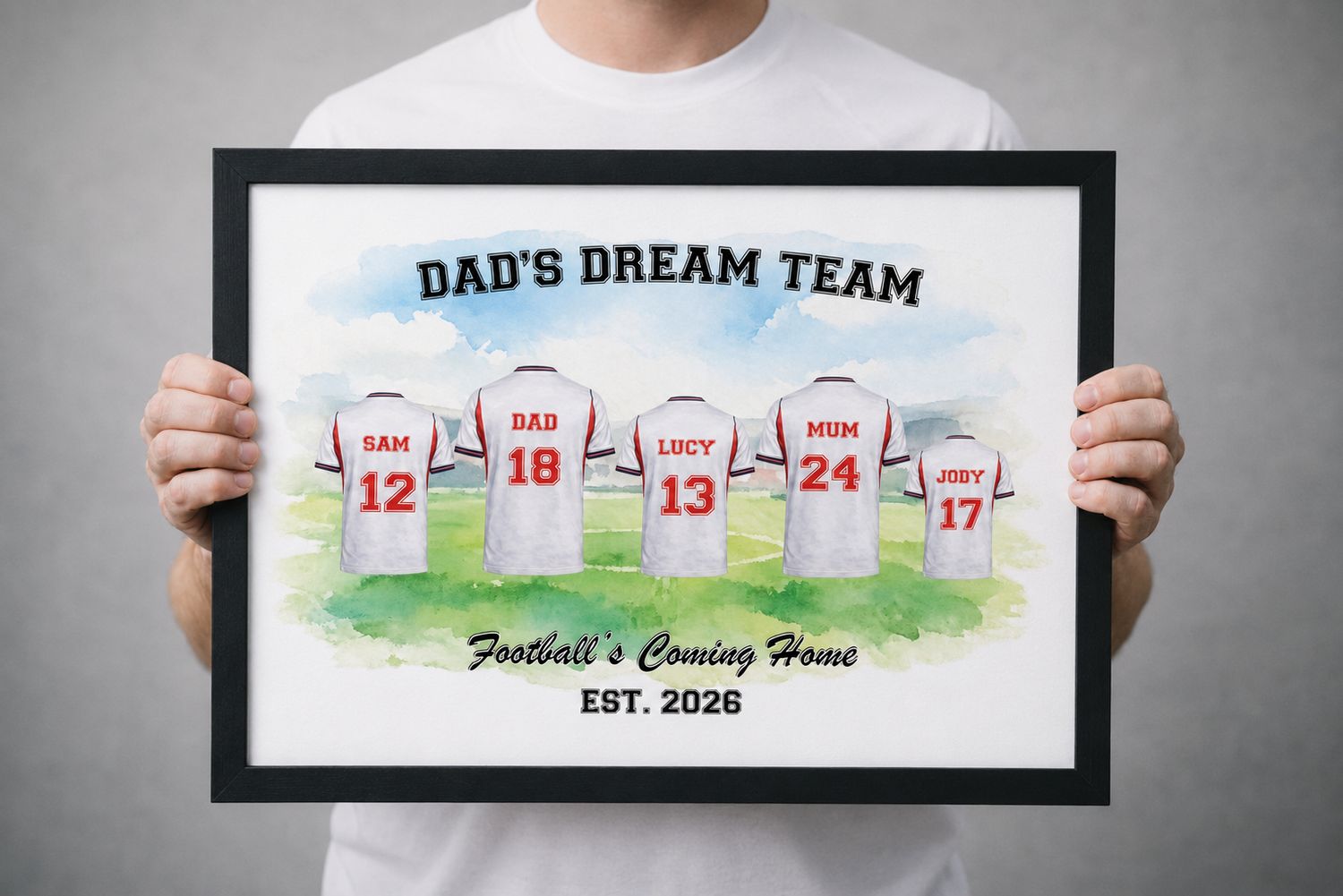 Personalized Football Strip Family Print, Custom Football Team Wall Art, Dad's Dream Team Gift, Football Fan Family Poster Personalized Football Strip Family Print, Custom Football Team Wall Art, Dad's Dream Team Gift, Football Fan Family Poster