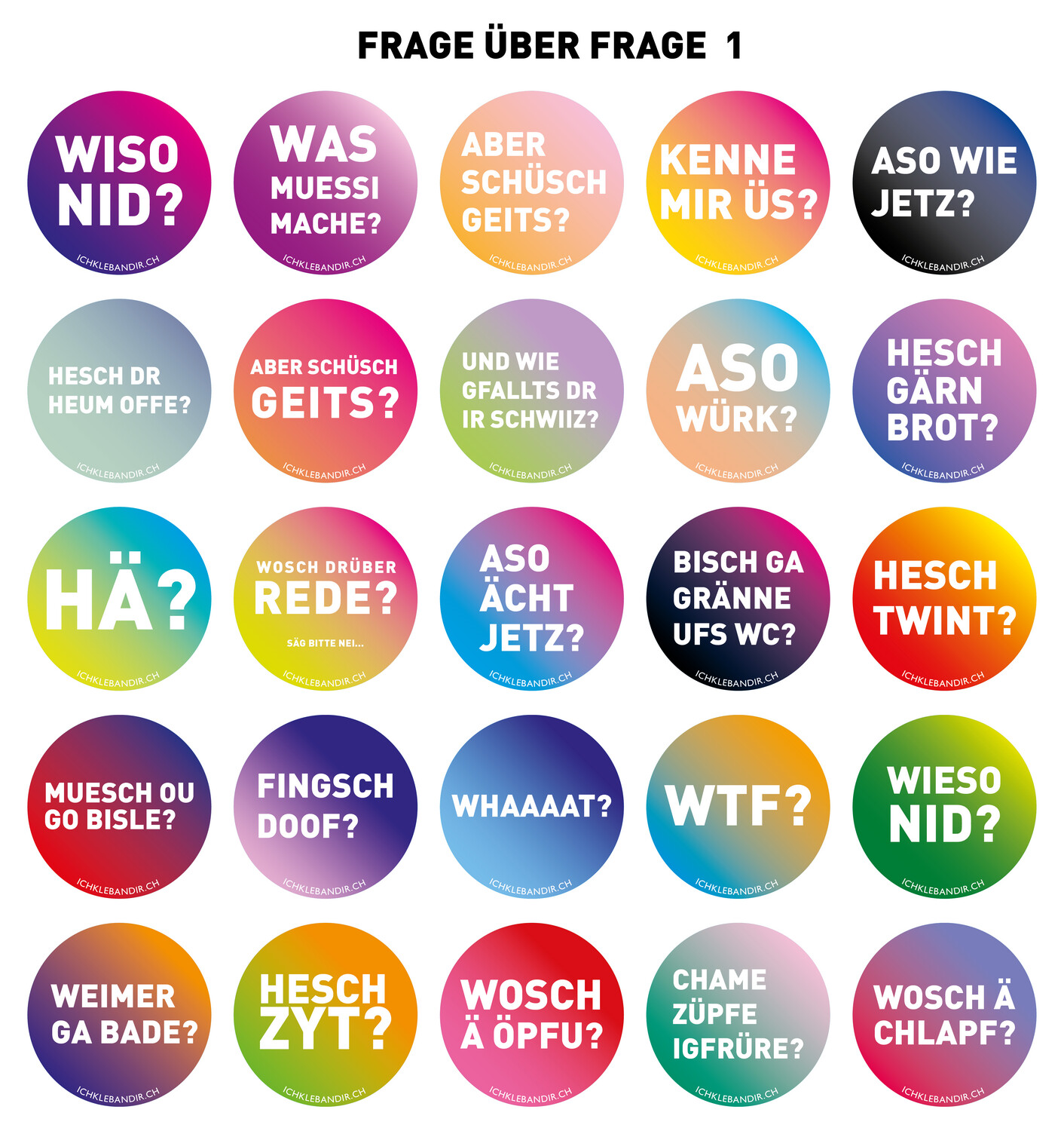 25 Kleber rund FRAGEN ÜBER FRAGEN 1