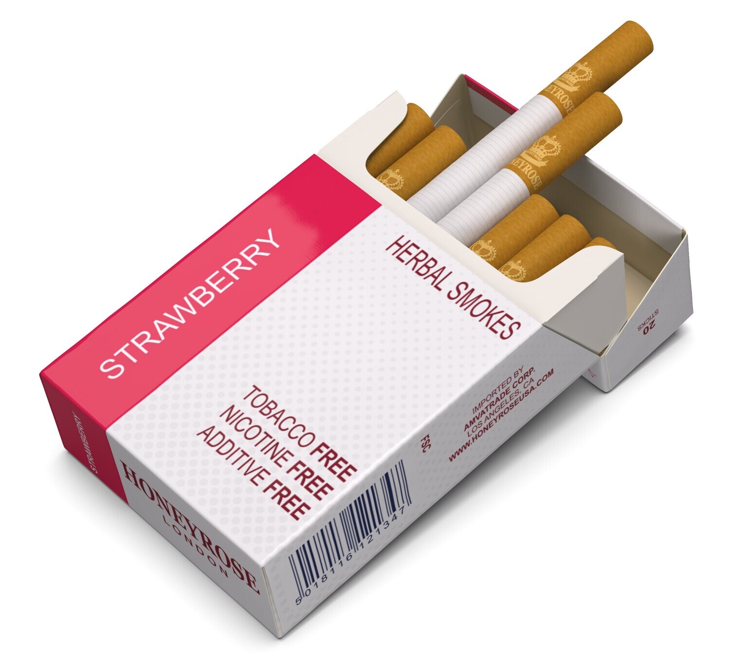 strawberry herbal cigarettes Honeyrose STRAWBERRY, Carton of 10 Packs