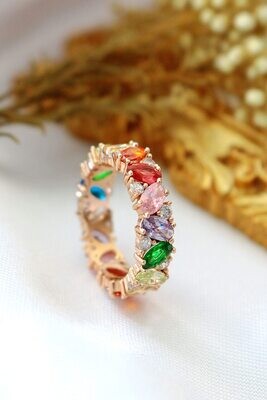 18K Rainbow Crystals Band Ring by United Love Nation