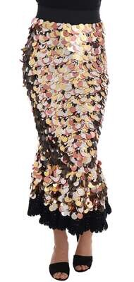 Gold-Silver-Bronze DOLCE&GABBANA Sequined High Waist Skirt by United Love Nation