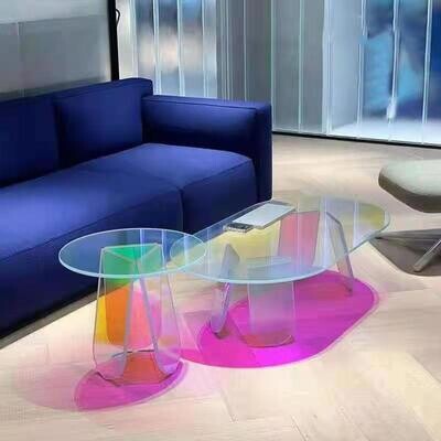 Rainbow color transparent acrylic living room office table by United Love Nation