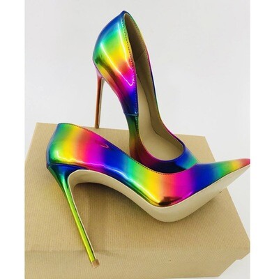 Rainbow Pointed Toe Stiletto Shoes by United Love Nation