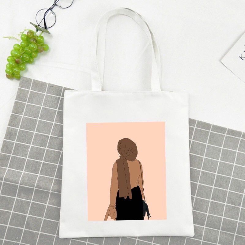 Hijab Girl Tote (Brown Scarf)