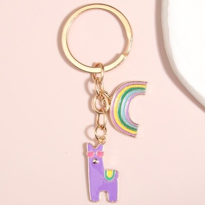 Alpaca & Rainbow Keychain
