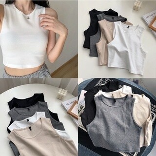 P1🌈🌈Freesize 20สี | พร้อมส่ง ครอปแขนกุด ทรงสวยแพทเทิร์นเป๊ะ