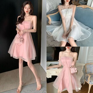 ชุดเดรส กระโปรงตาข่าย 👗 กระโปรงแขวน ชุดเดรสสีขาว ชุดราตรีชุดออกงาน เสื้อผ้า เสื้อผ้าผู้หญิง