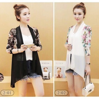 🔥Sale🔥เสื้อคลุม(รุ่น2) 👗 แฟชั่นเกาหลี ผ้าชีฟอง 👗 ผ้าโปร่งบางเบาสวมใส่สบาย ฟรีไซส์ เสื้อคลุม(2)