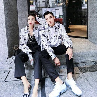 แฟชั่นเกาหลี เสื้อผ้าแฟชั่นผู้ชาย เสื้อ shirts oversize xl xxl 2xl 3xl♠☄ins เสื้อหนังสือพิมพ์ฉบับเกาหลี Trendy