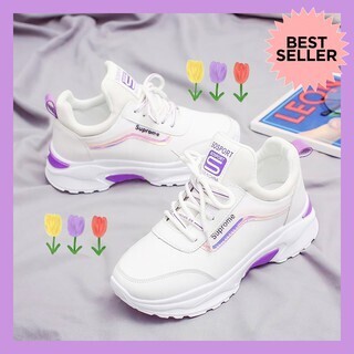 💜ม่วง/ชมพู💗 รองเท้าผ้าใบ รองเท้าผ้าใบผู้หญิง เสริมส้น 4.5 ซม. (ไซส์เล็กควรสั่งเผื่อไซส์)