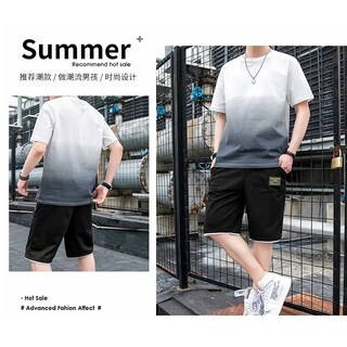 ชุดเซต 2 ชิ้น ผู้ชาย เสื้อยืดคอกลมเเขนสั้นและกางเกงขาสั้น สีพื้น รุ่น 0155