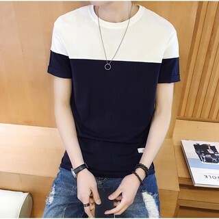 Leoman เสื้อยืด คอกลม แขนสั้น ต่อสี แฟชั่น รุ่น 0063