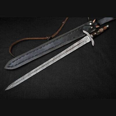 Custom HAND Forged Damascus Steel Viking Sword.