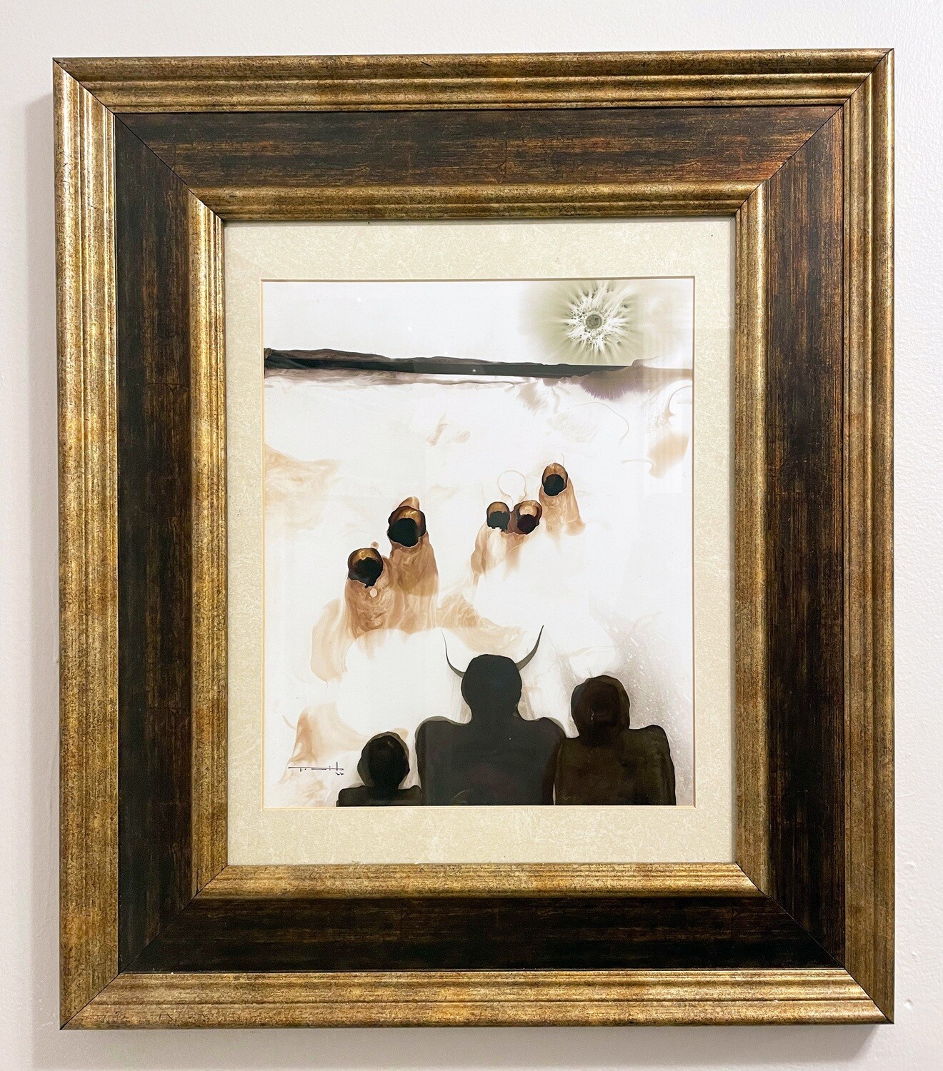 Jose Tonito Original painting on paper.FRAMED&quot;Encounter&quot;Unique wonderful art.