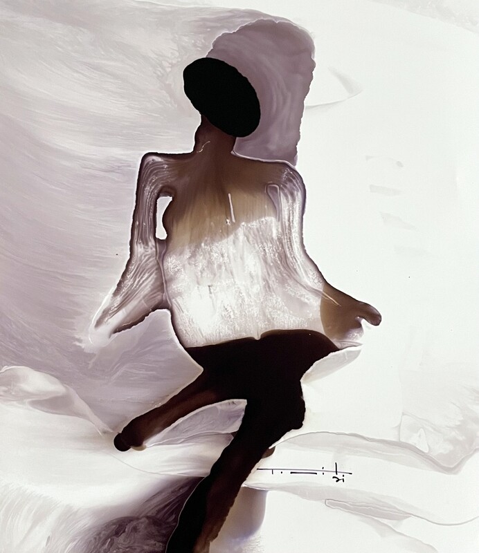 Jose Tonito Original painting on paper.Runaway.Bio-Surrealism.Unique organic art.Running figure