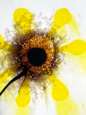 Jose Tonito Original painting on paper.Yellow Flowers.Bio-Surrealism.Unique organic art.Incredible natural details
