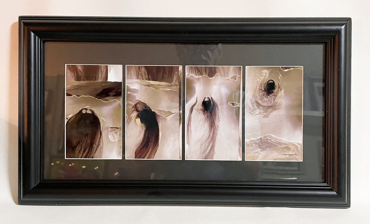 Jose Tonito Original painting on paper.The ASCENSION.4 Panels.Unique wonderful art