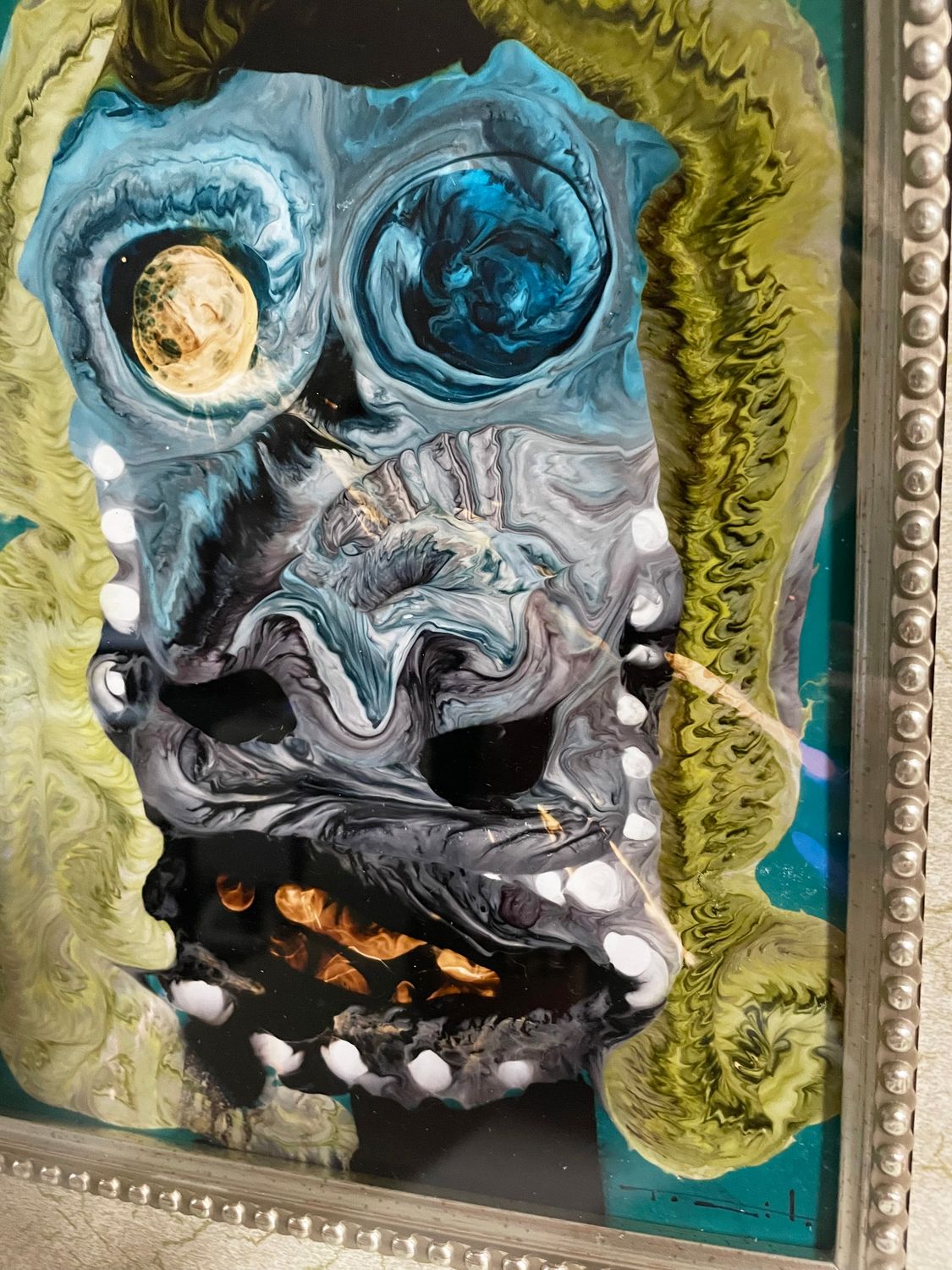 Jose Tonito Original painting on paper.Framed.Unique wonderful art.Strange Face