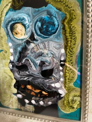 Jose Tonito Original painting on paper.Framed.Unique wonderful art.Strange Face