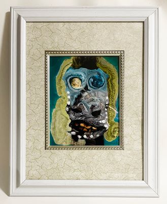 Jose Tonito Original painting on paper.Framed.Unique wonderful art.Strange Face