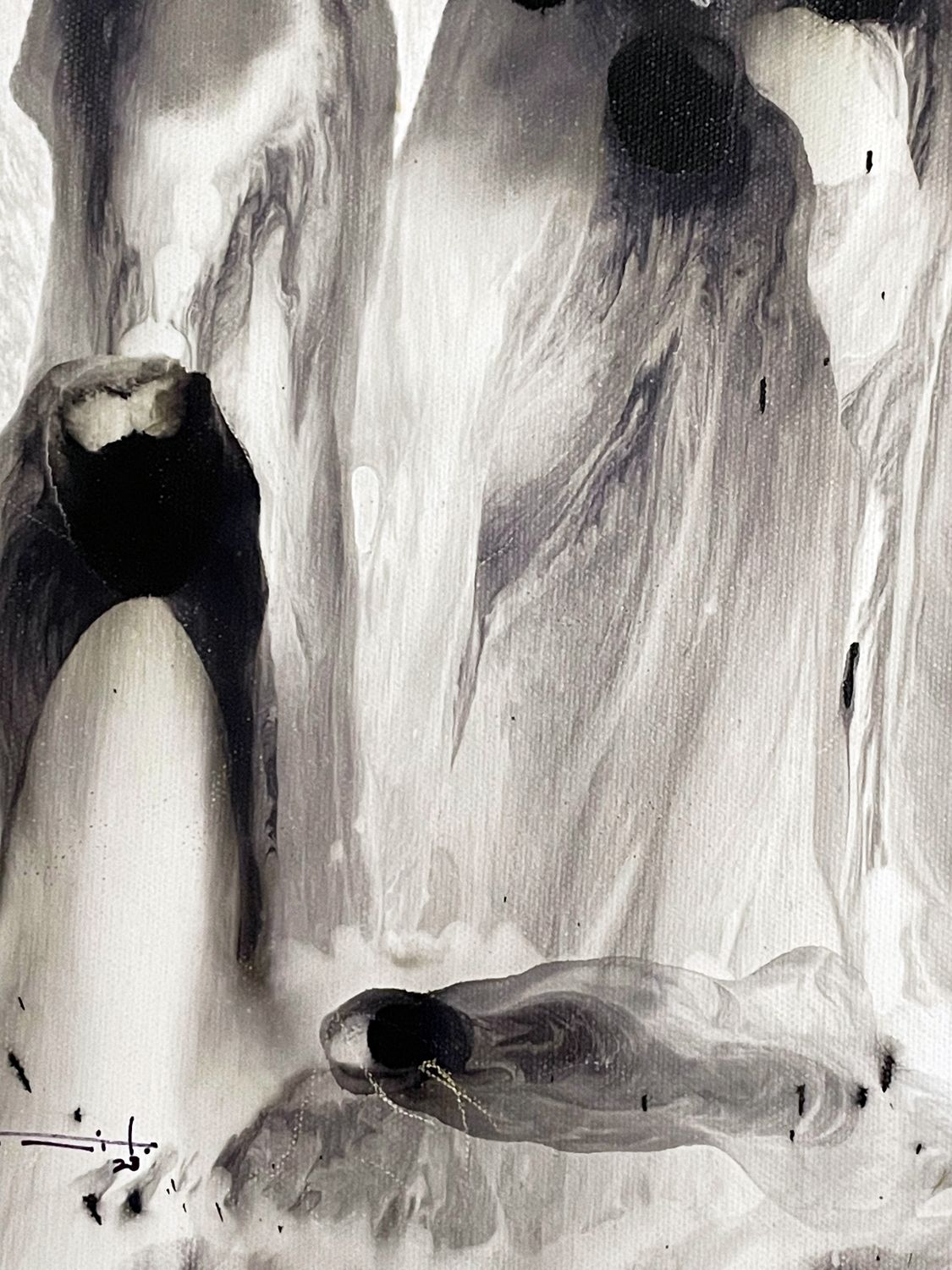 Jose Tonito Original painting on CANVAS.Nomad's Birth.Bio-Surrealism.Unique organic art.Large.11x24 inches