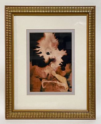 Jose Tonito Original painting on paper.Probably.Organic fluid figures.Framed