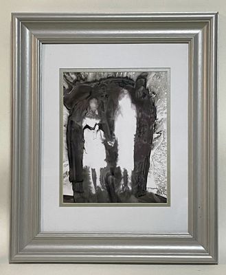 Jose Tonito Original painting on paper.Couple.Organic fluid figures.Framed