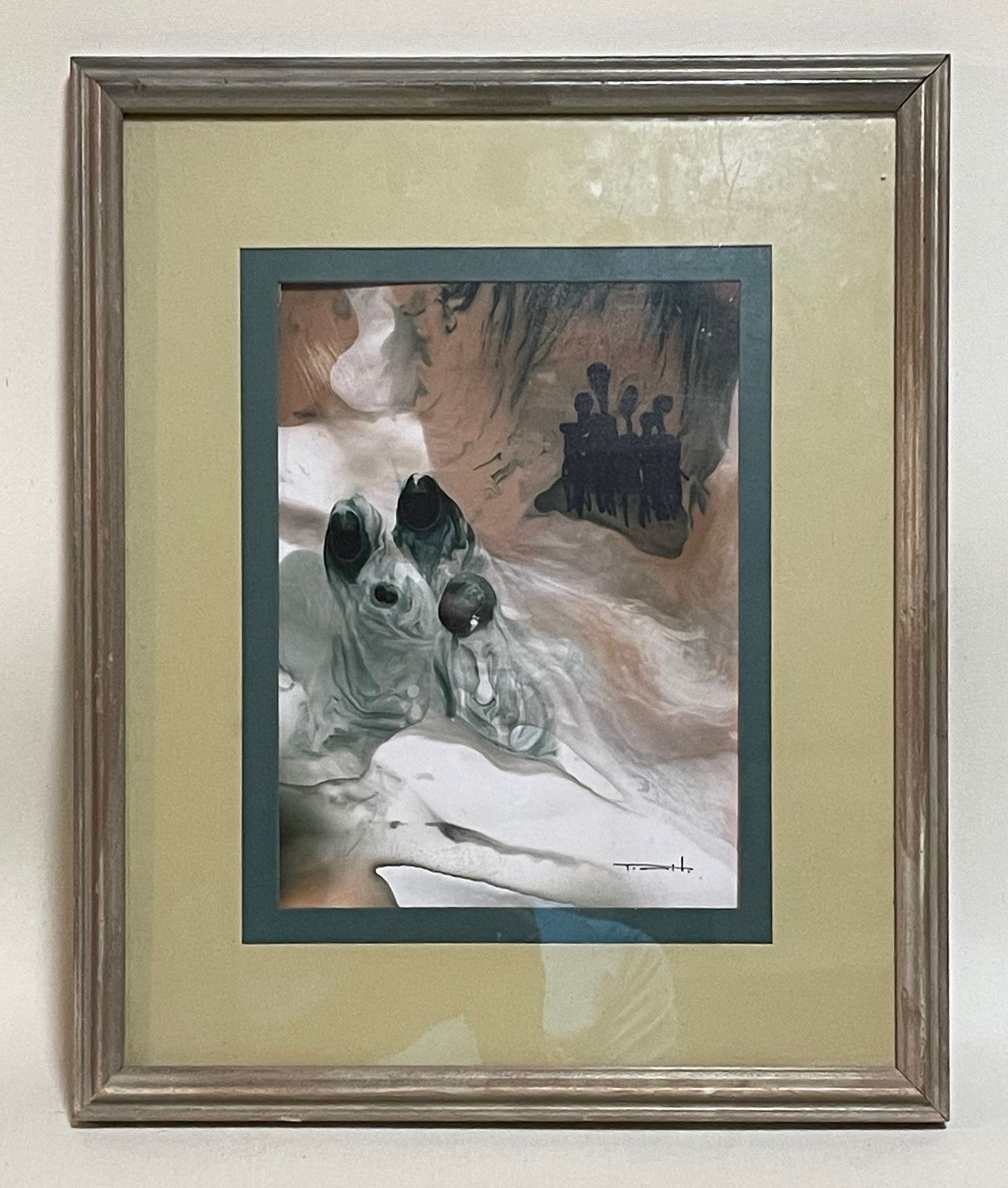 Jose Tonito Original painting on paper.Eviction.e.Organic fluid figures.Framed